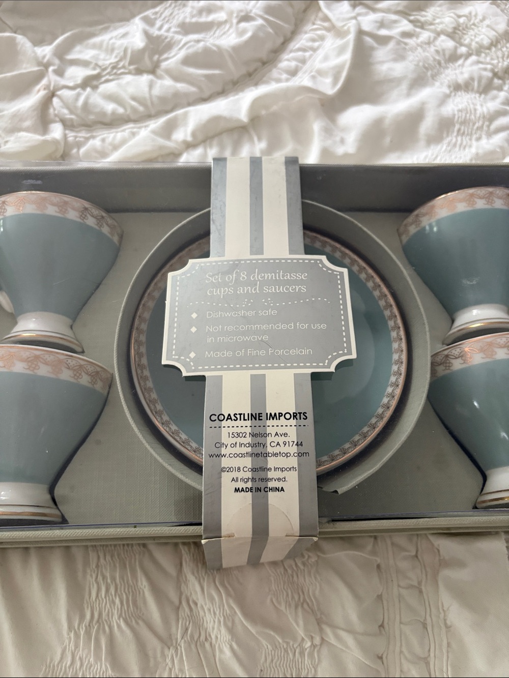 Blue Demitasse Cup & Saucer Set of 8